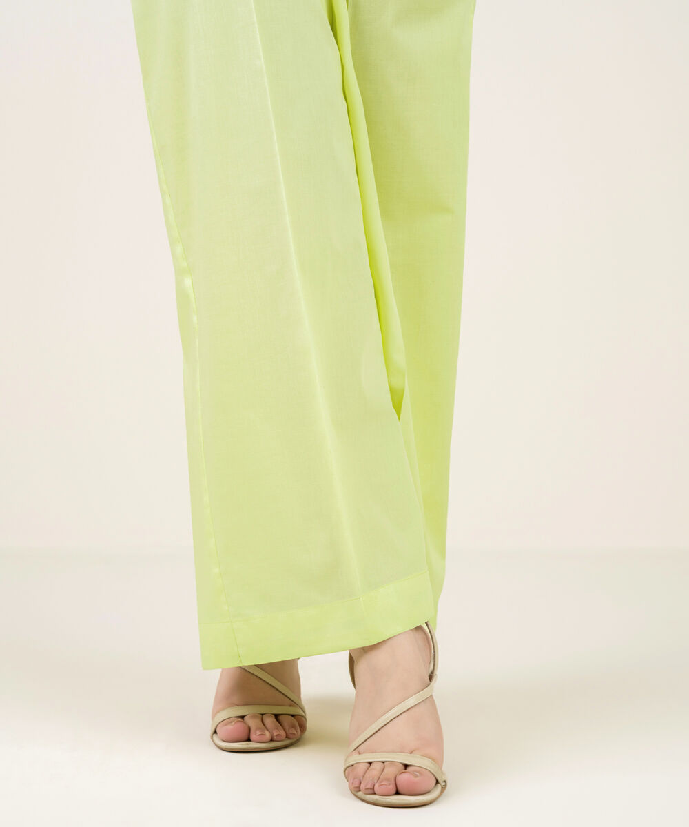 Women's RTW Cambric Solid Mint Green Flared Pants