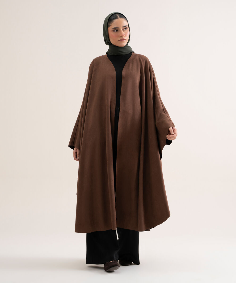 Women's Polyester Brown Kaftan Abaya Set
