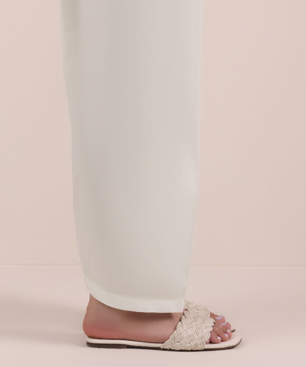 Woman - White Solid Cambric Shalwar