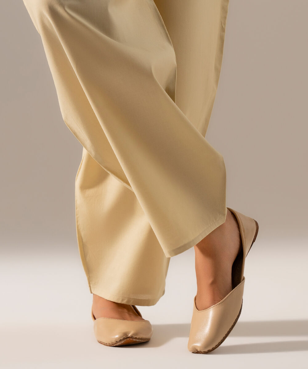 Women's RTW Cambric Solid Off White Regular Shalwar