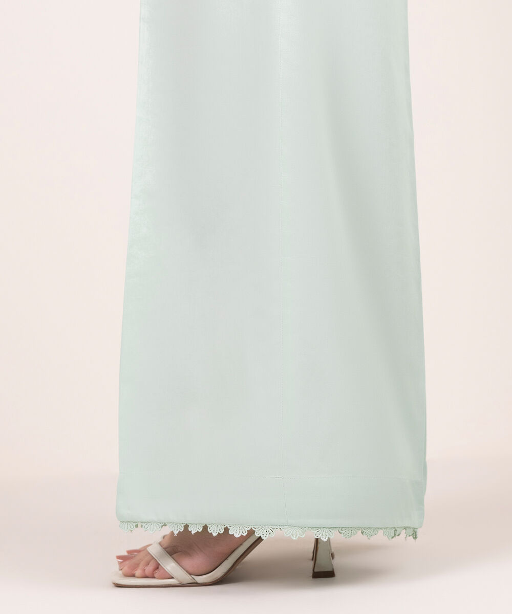 Women's RTW Cambric Solid Blue Flared Pants