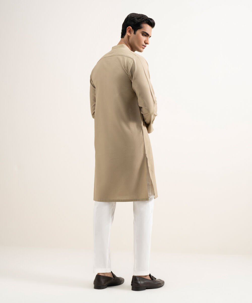Men's Stitched Khaki Kurta