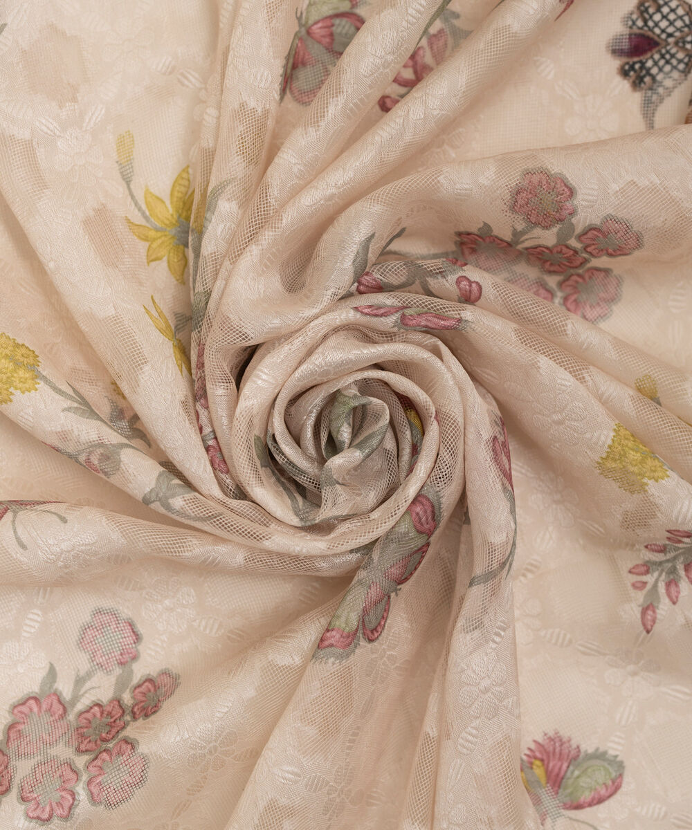 Brochea Jacquard Printed Off White Dupatta