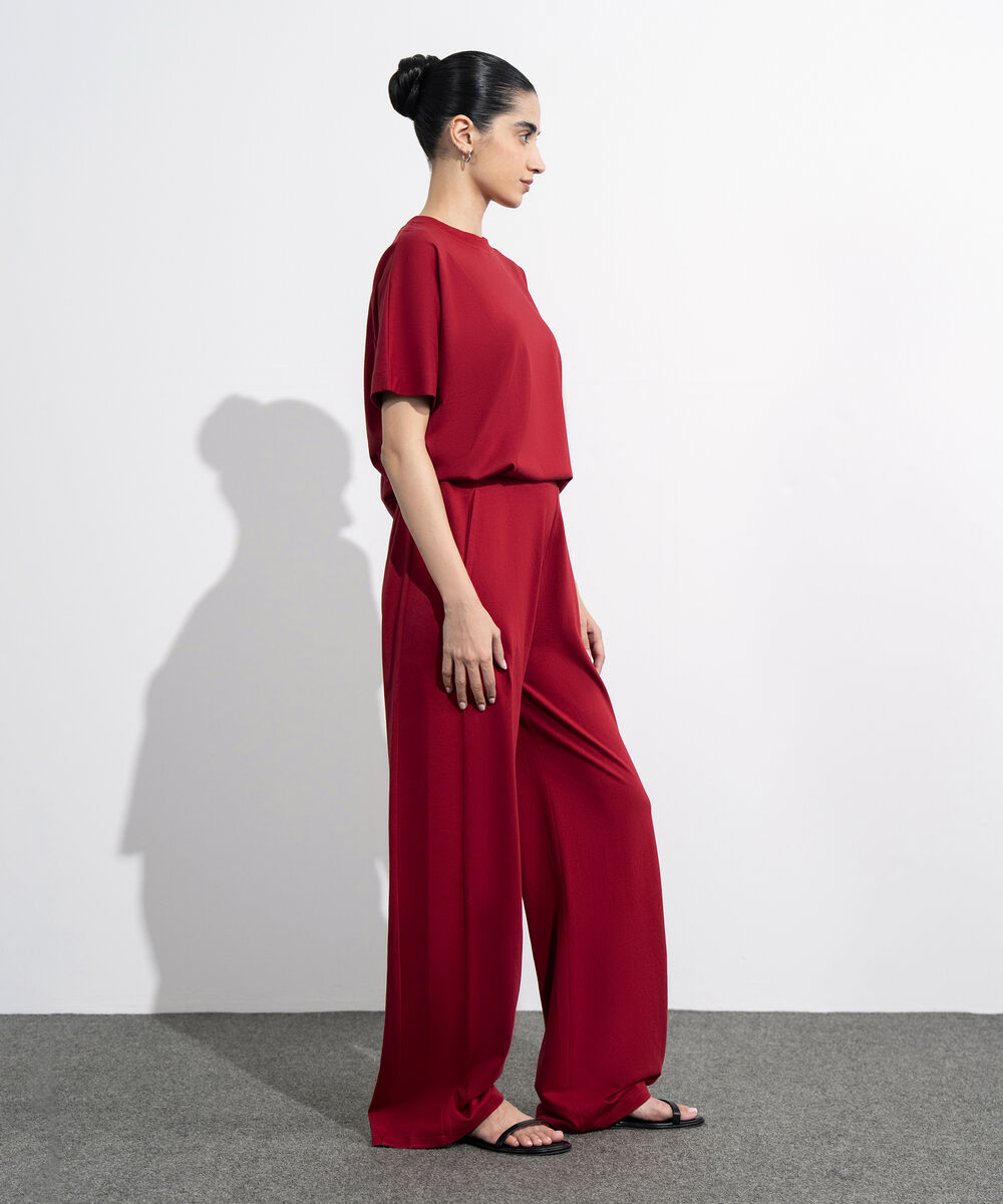 Women's Western Wear Red Pull-On Jersey Trousers