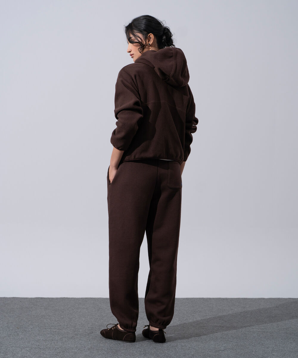 Women's Western Wear Brown Fleece Jogger Trousers