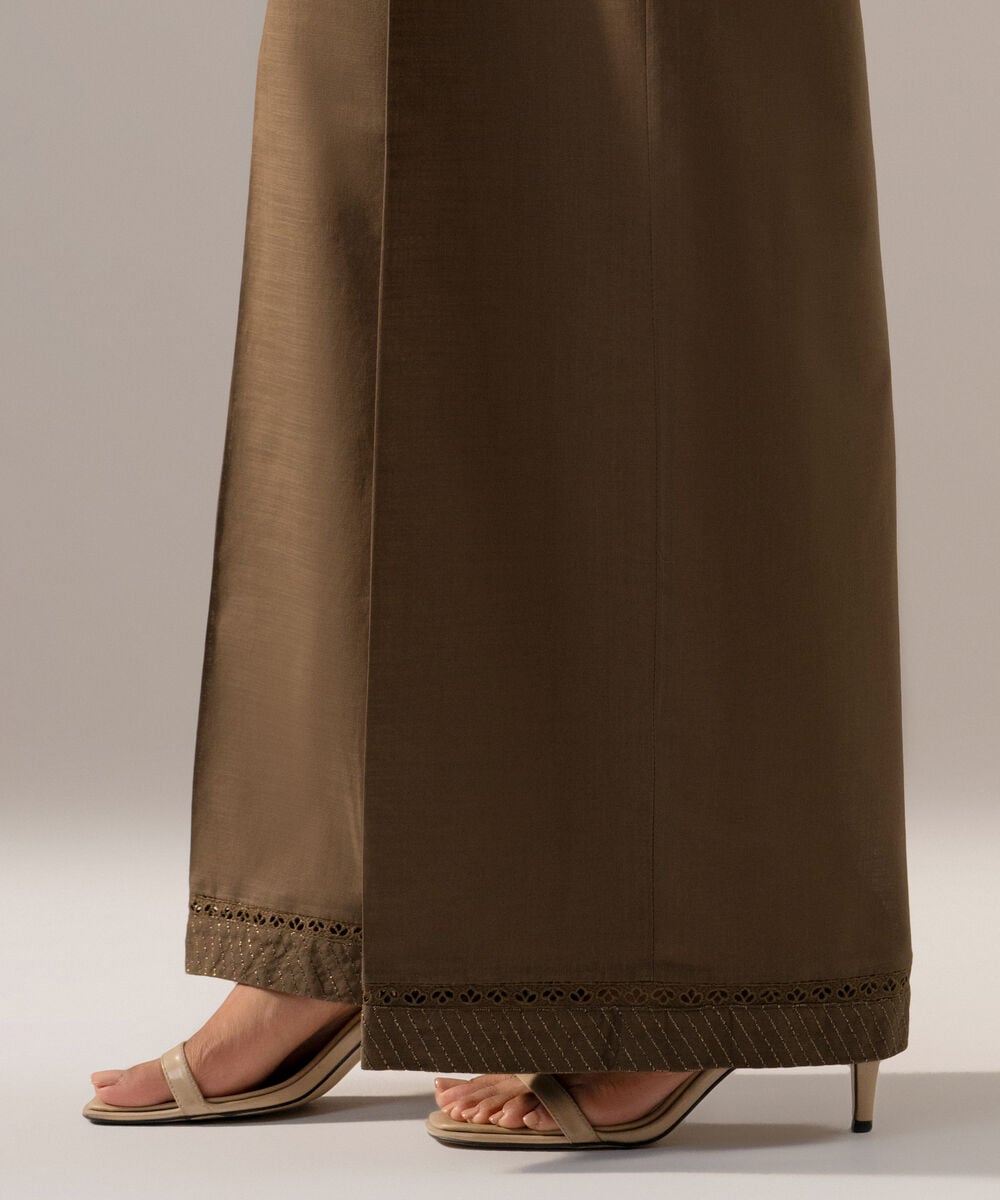 Women's RTW Cross Hatch Solid Muted Green Culotte