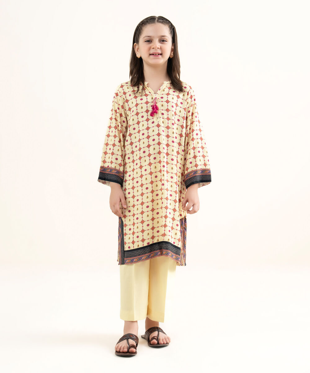 Girls Two Piece Printed Arabic Lawn Suit