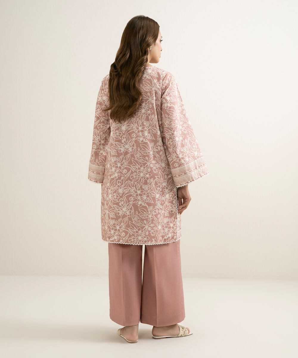 Women's Unstitched Lawn Printed Pink 2 Piece Suit