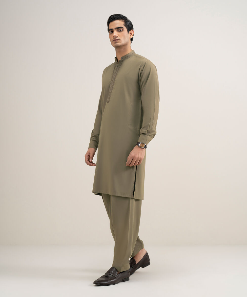 Men's Stitched Premium Wash & Wear Brown Suit