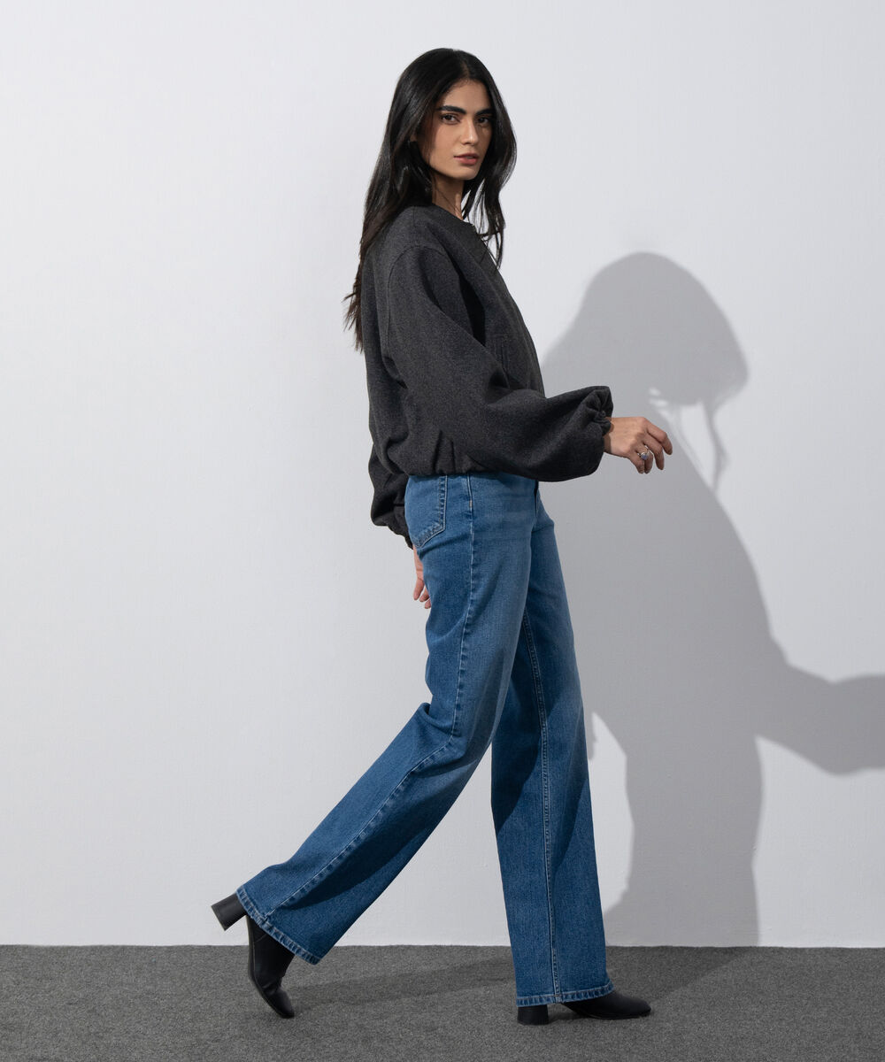 Women's Western Wear Grey Melange Zip-Up Puffed Jacket