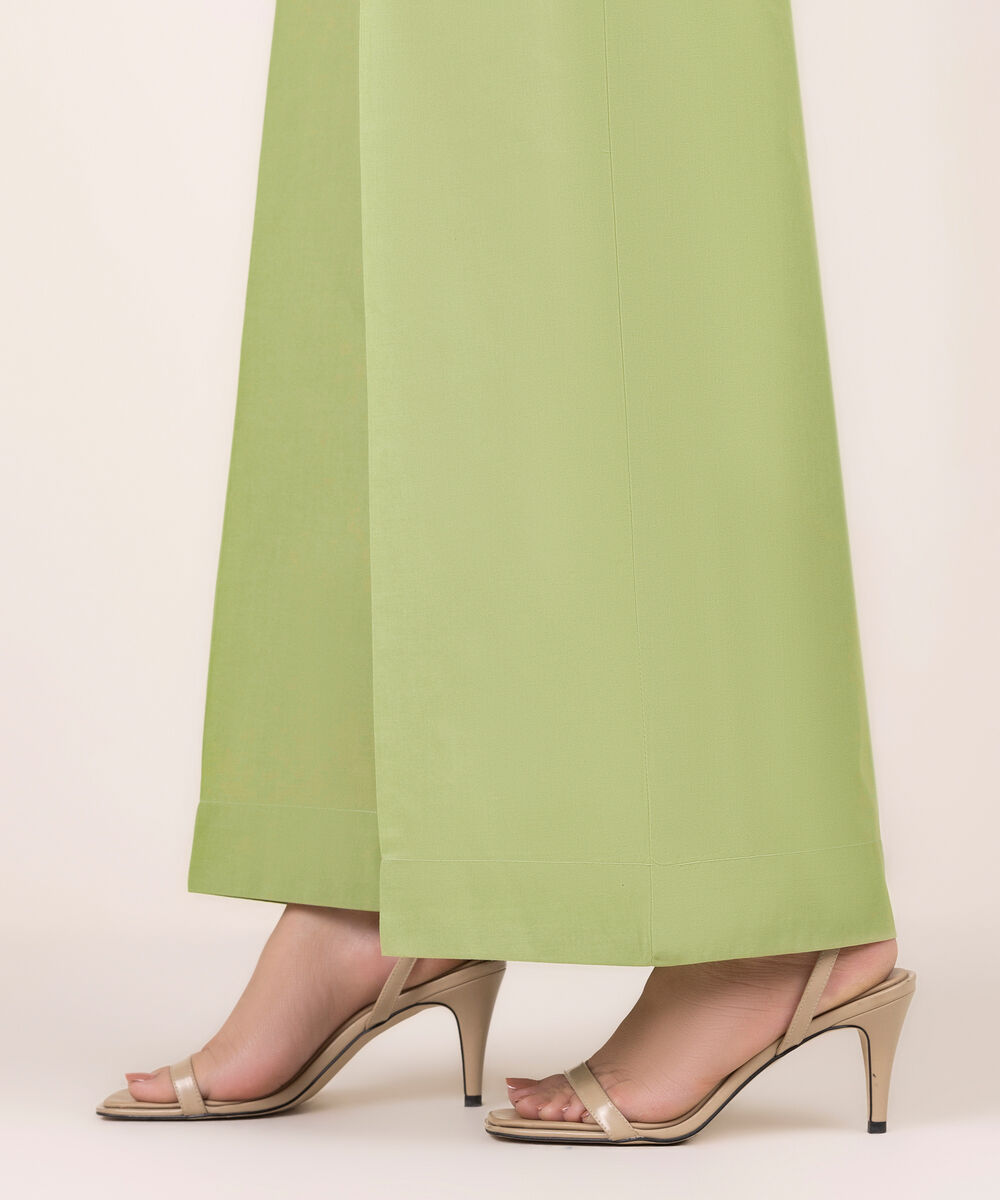 Women's RTW Cotton Viscose Solid Green Culottes