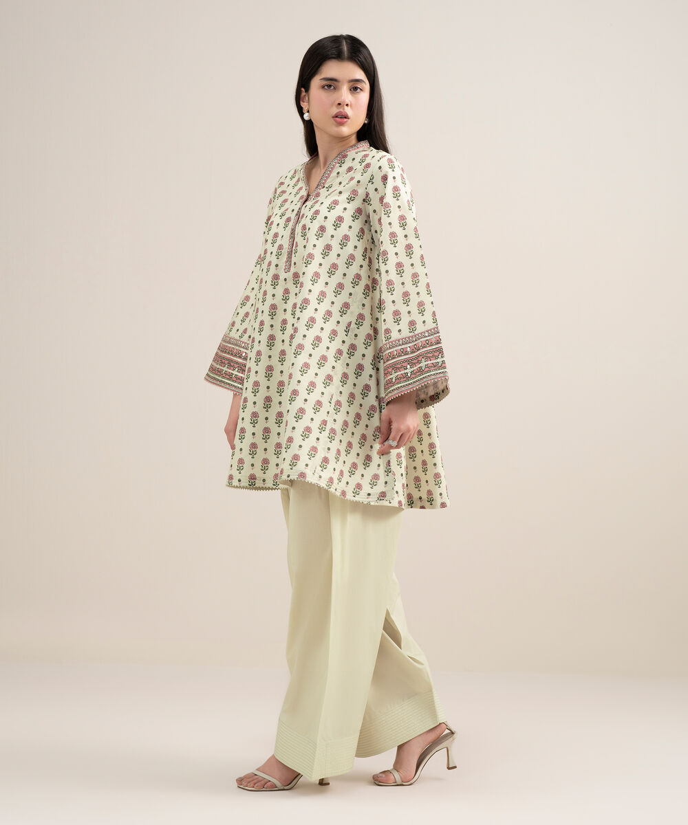 Women's Unstitched Lawn Printed Off White 2 Piece Suit