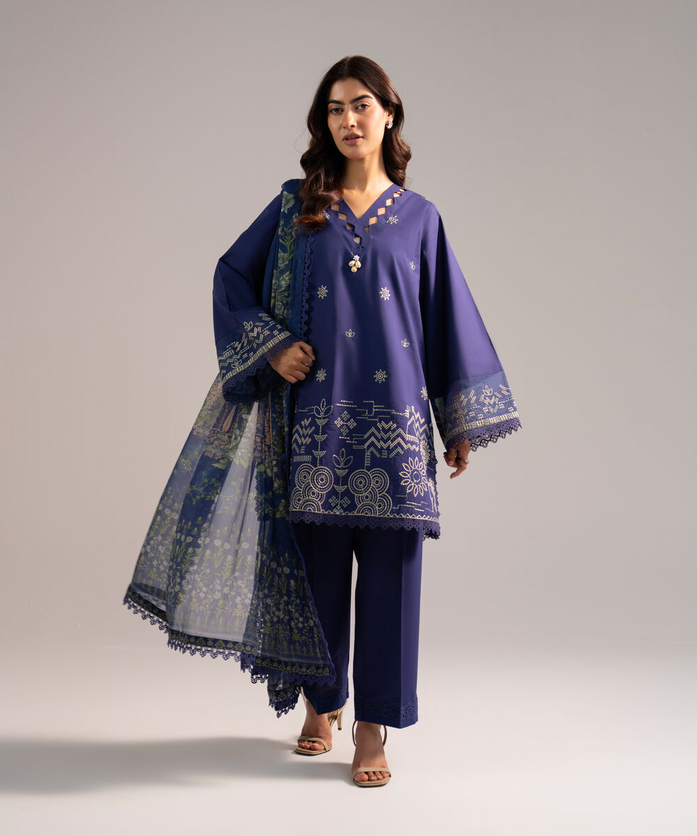 Chiffon Printed Dark Blue Dupatta