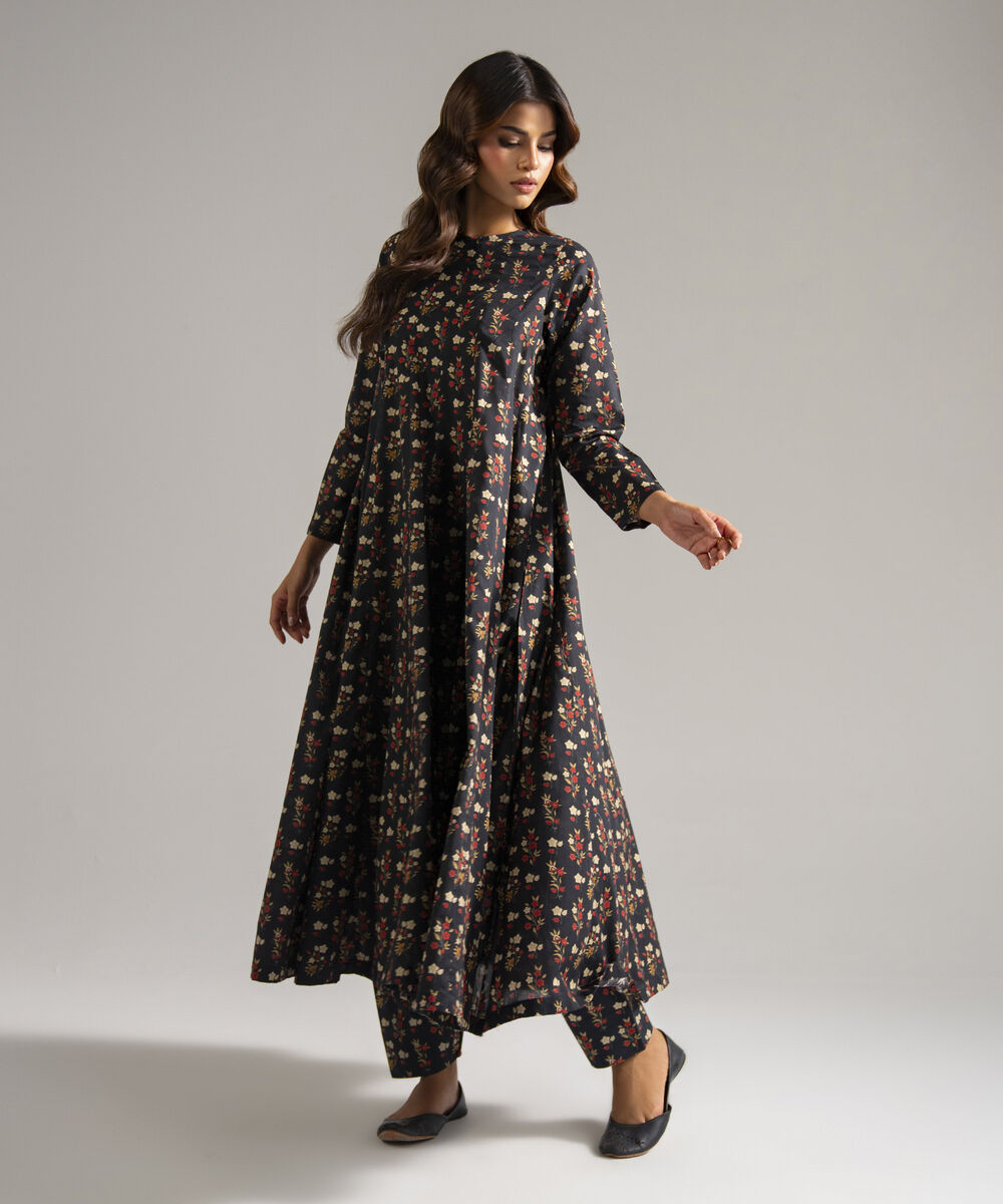 Women's RTW Lawn Printed Black Kalidar