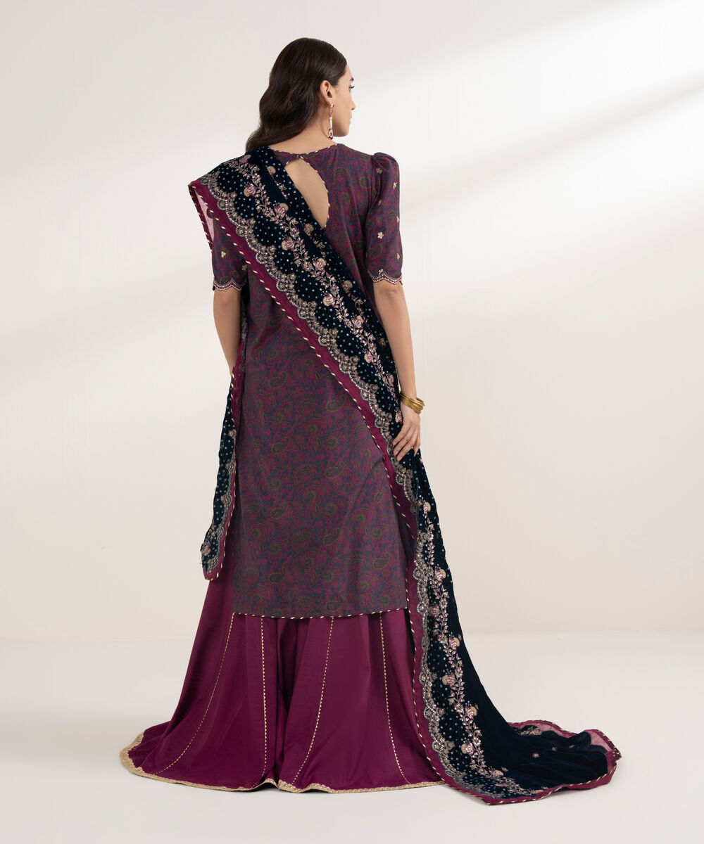 Women's Unstitched Viscose Raw Silk 3 Piece Suit