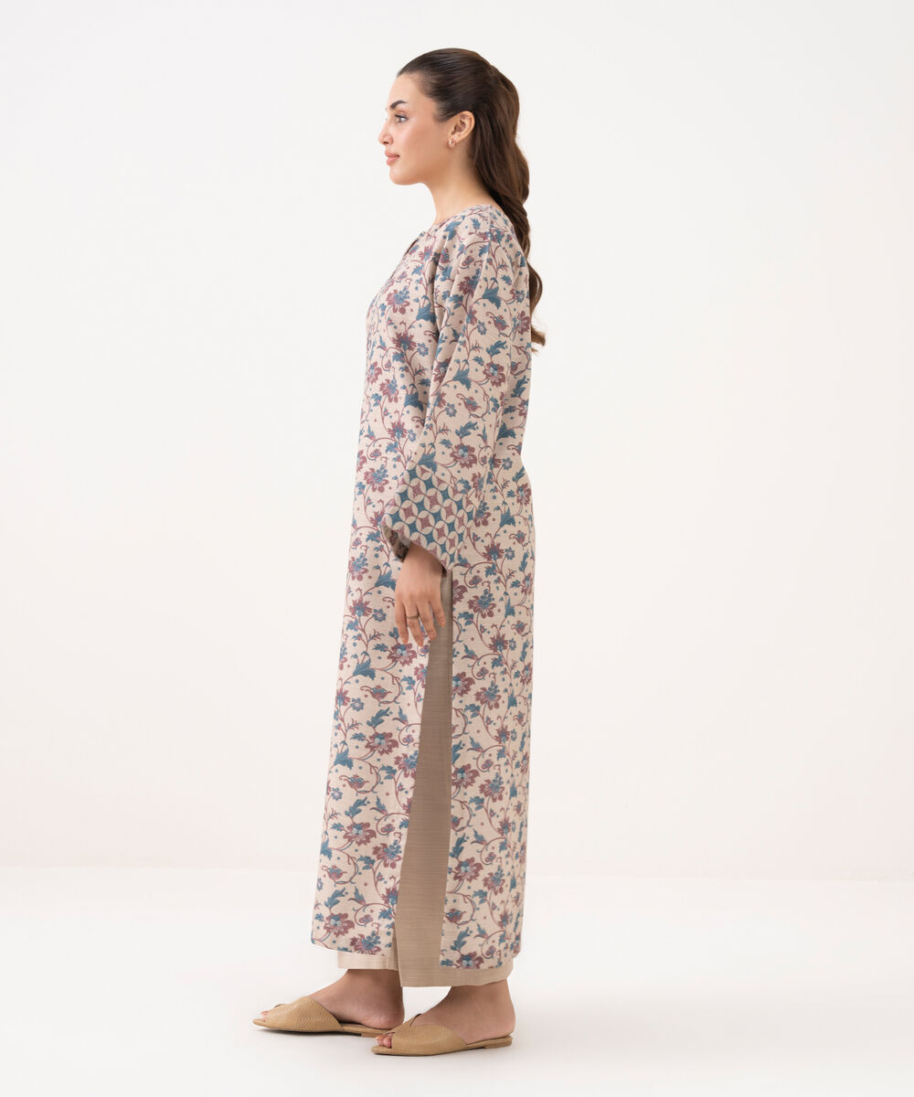 Women's Unstitched Cotton Printed Pink Shirt