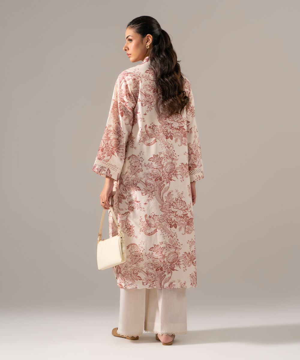 Women's RTW Cross Hatch Printed White Straight Shirt