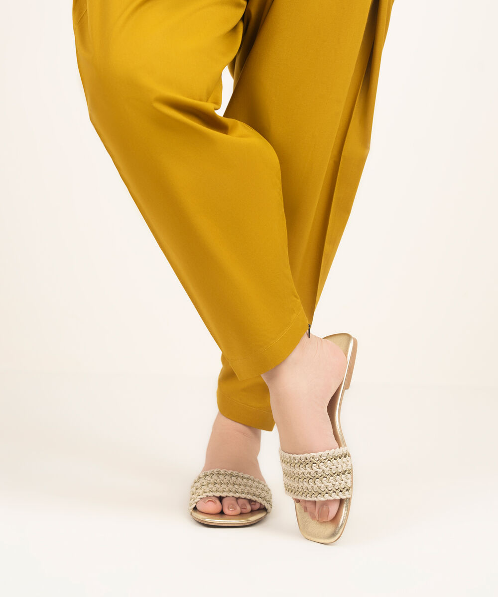 Women's RTW Lawn Solid Yellow Shalwar
