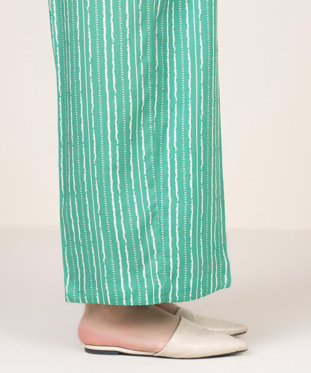 Women's RTW Viscose Linen Printed Green  Culottes