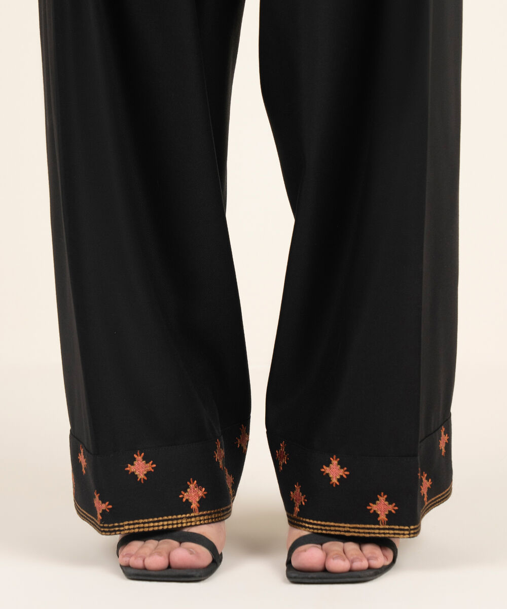 Women's RTW Bedford Embroidered Black Shalwar