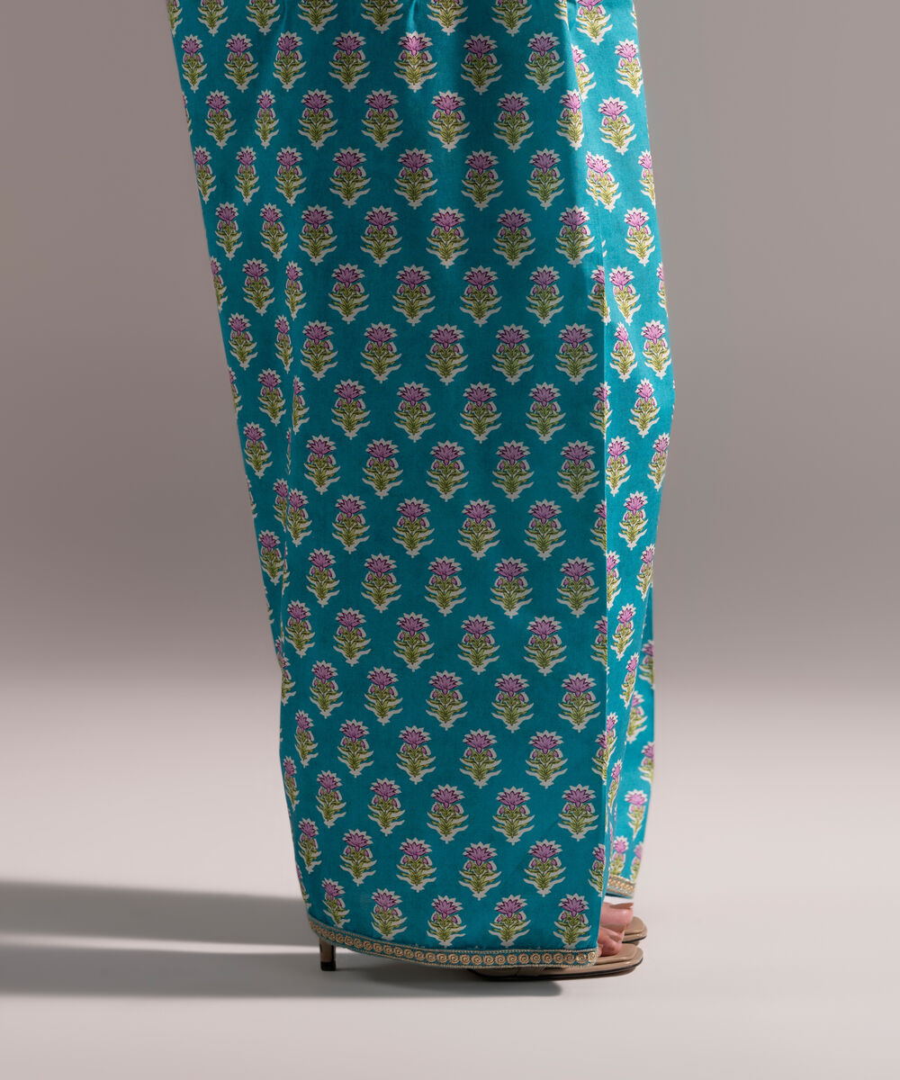Women's RTW Cambric Embroidered Turquoise Shalwar