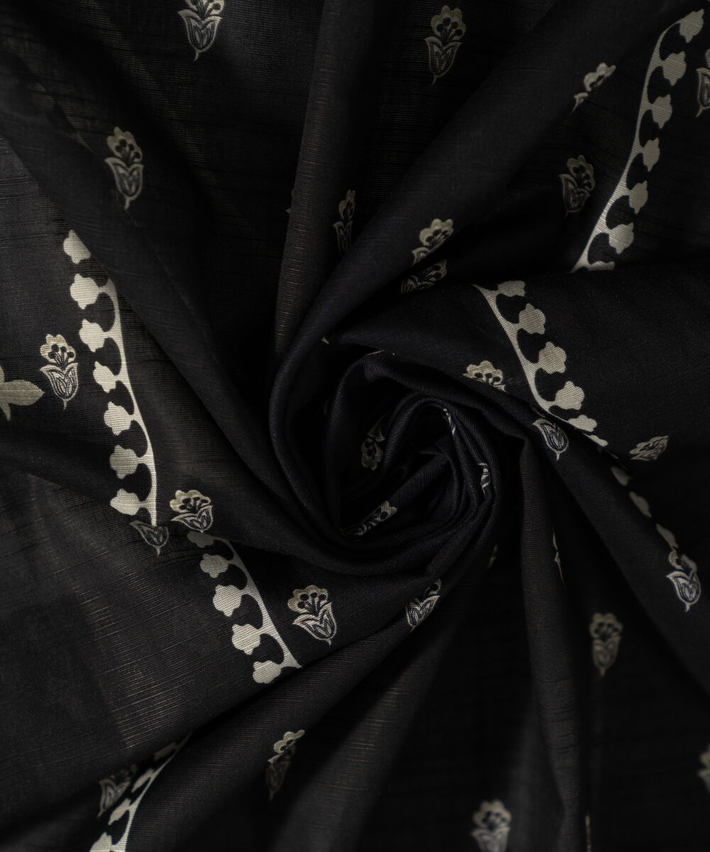 Women's RTW Printed Black Khaddar Dupatta
