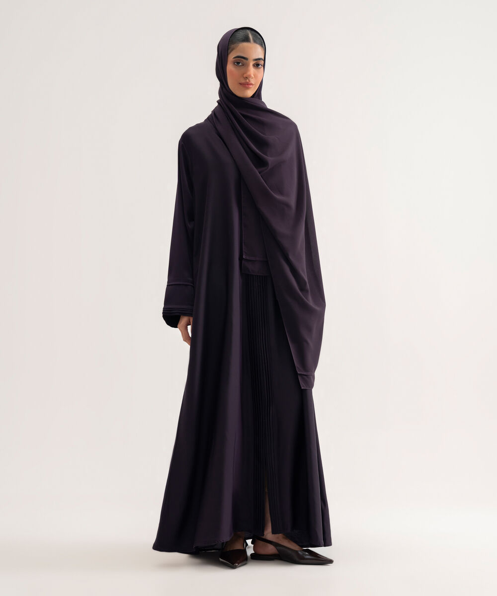 Women's Polyester Purple Regular Abaya Set