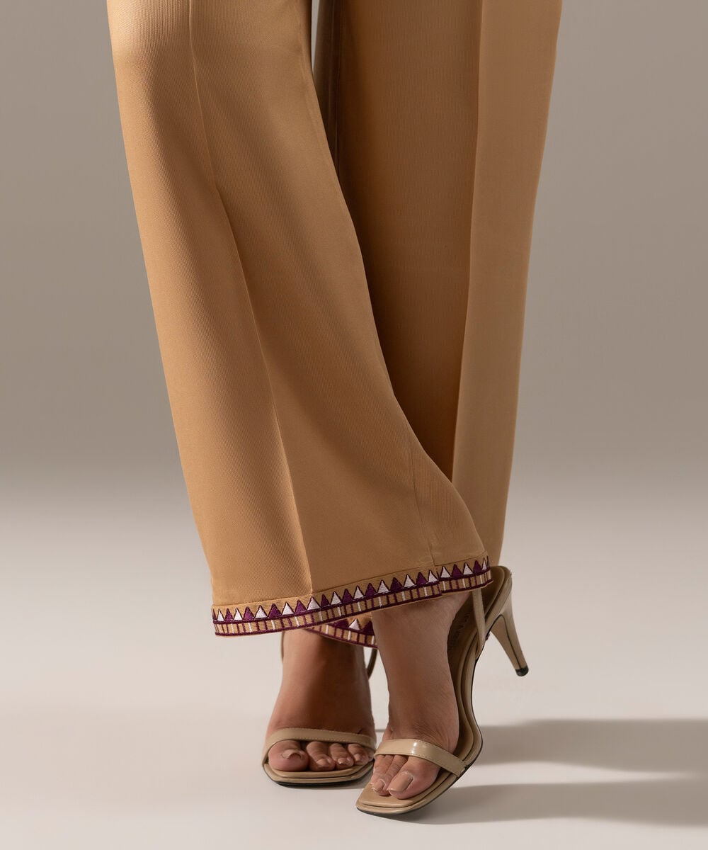 Women's RTW Bedford Solid Dark Beige Shalwar