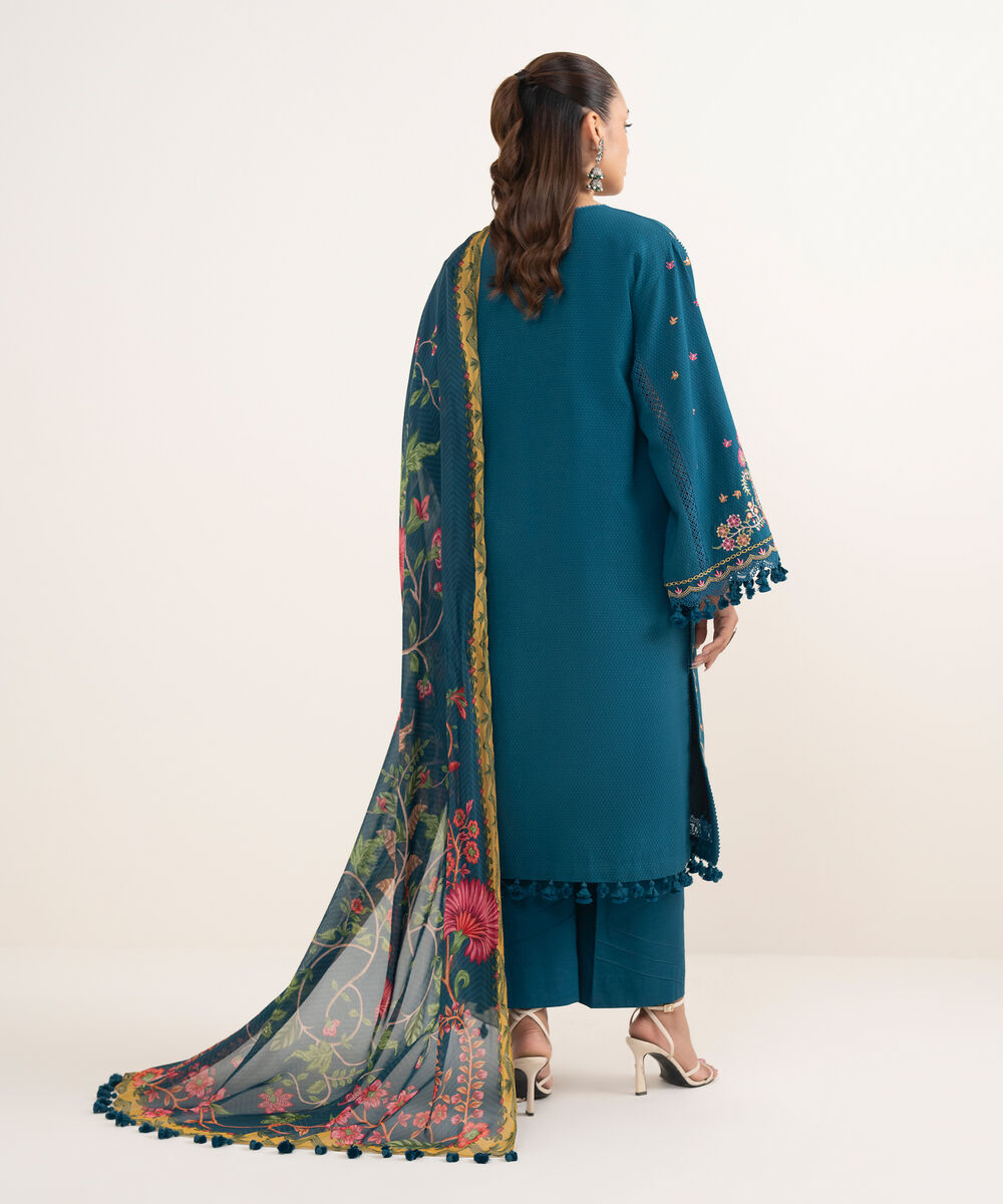 Women's Unstitched Dobby Dyed Three Piece Suit