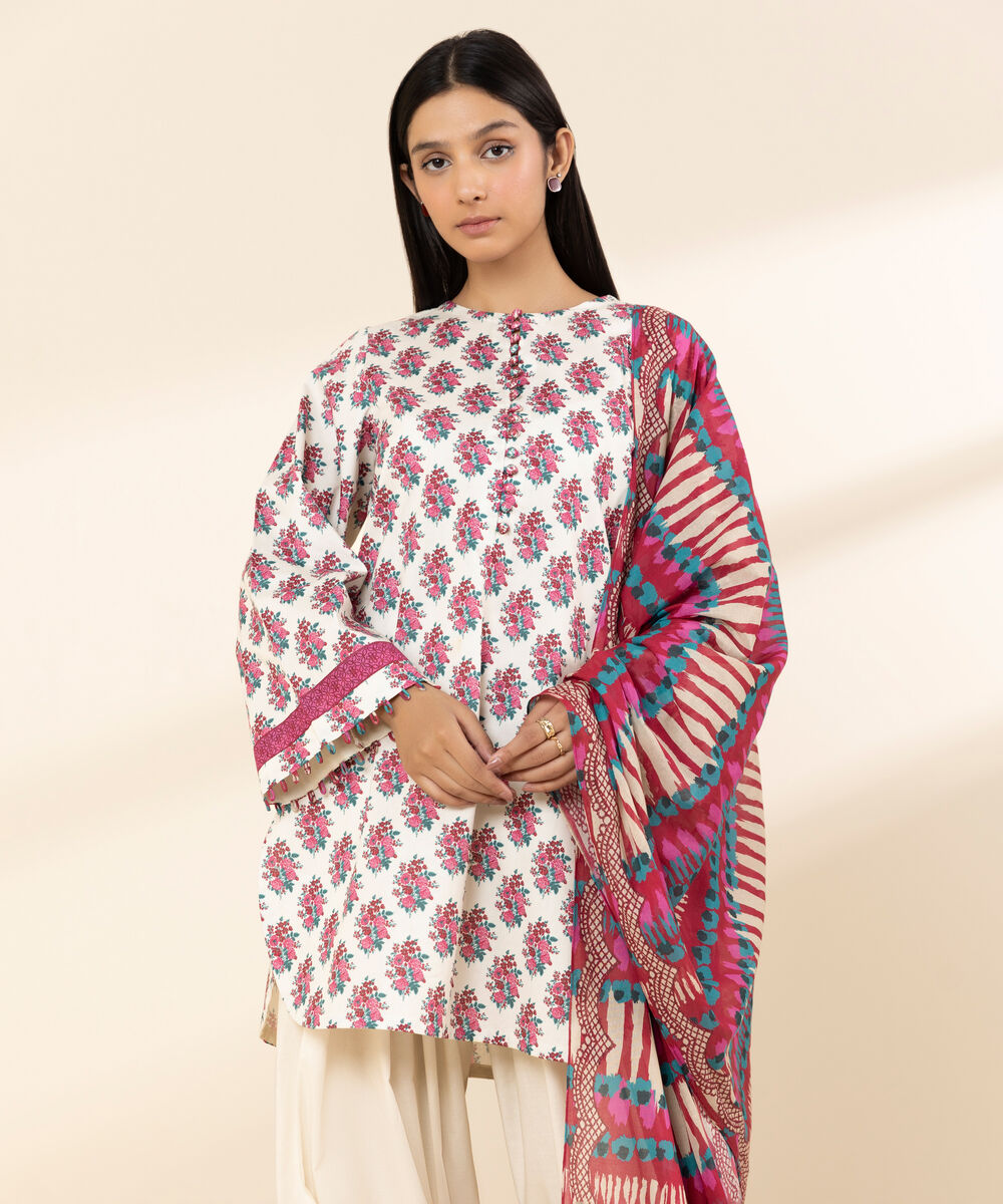 Women's Unstitched Lawn Printed Multi 3 Piece Suit