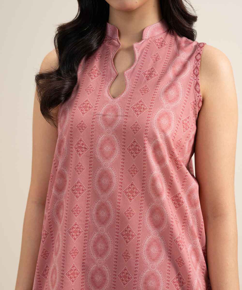 Women's Unstitched Lawn Printed Peach 3 Piece Suit