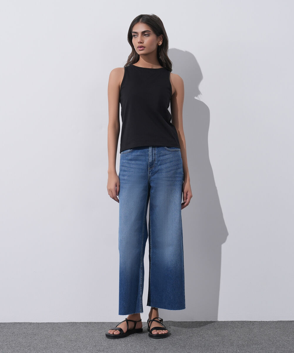 Women's Western Wear Black Sleeveless T-Shirt