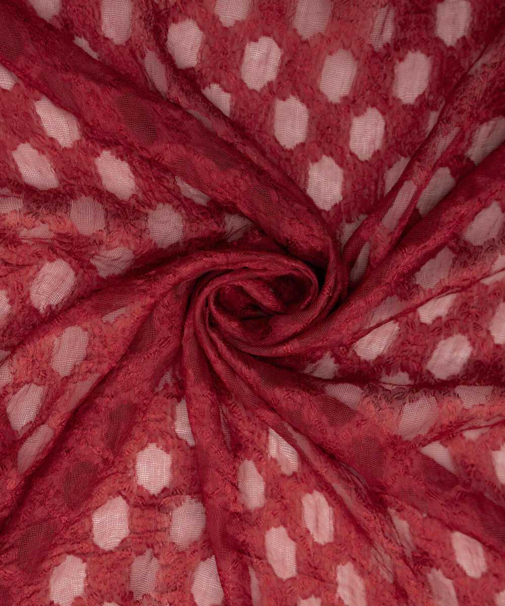 Solid Brochea Jacquard Red Dupatta
