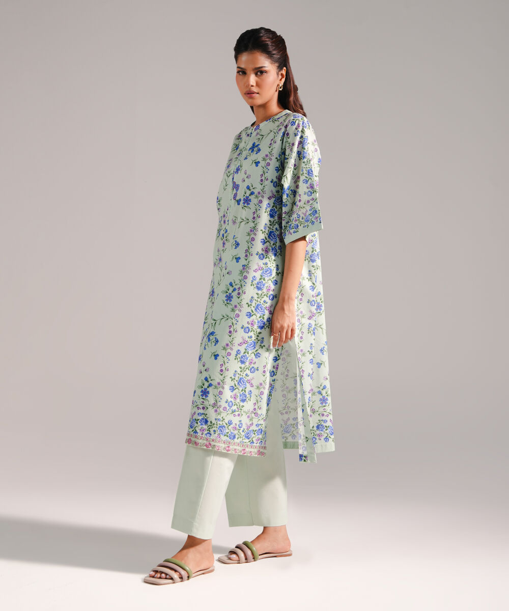 Women's RTW Lawn Embroidered Green 2 Piece Suit