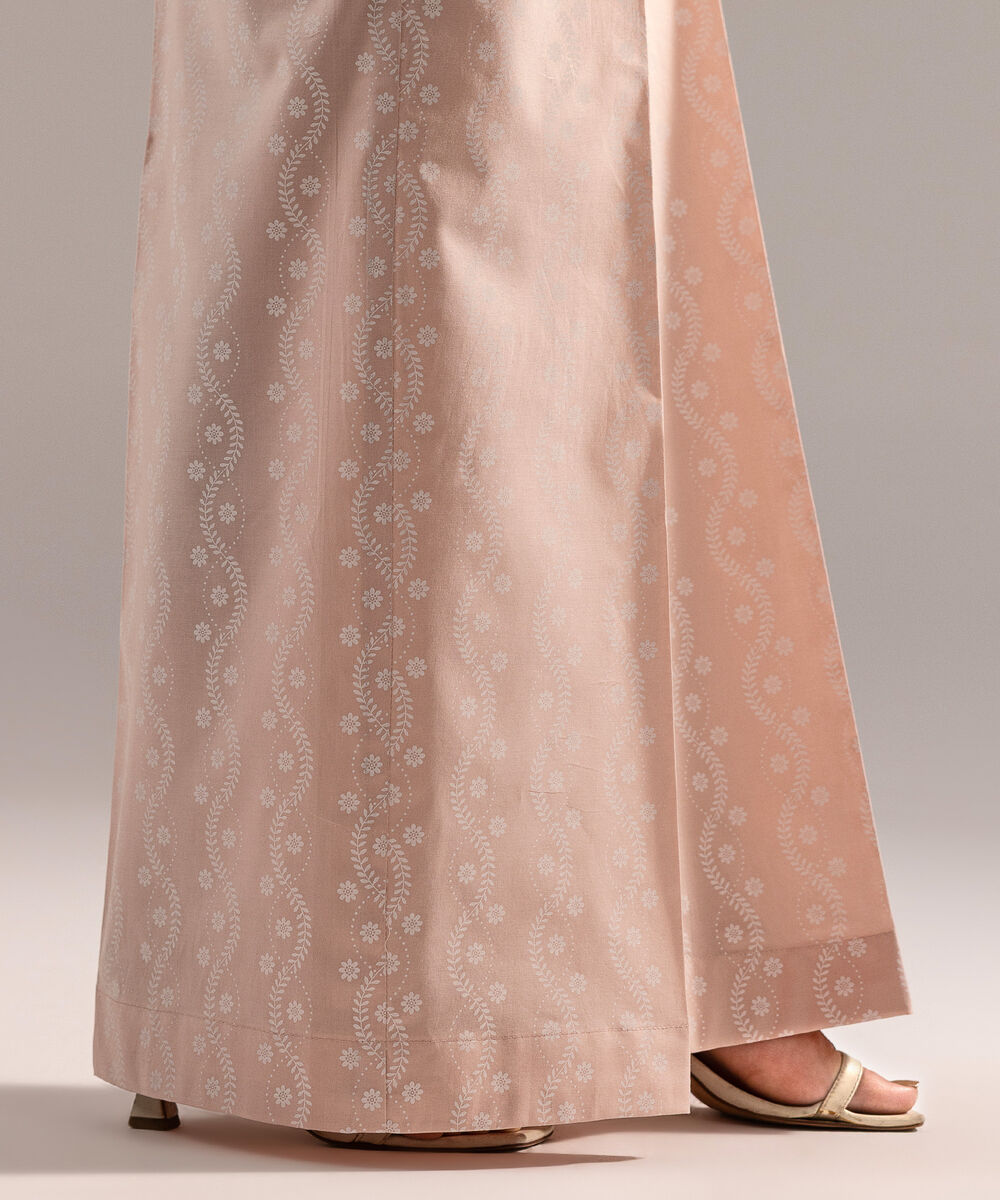 Women's RTW Cambric Printed Pink Flared Pants