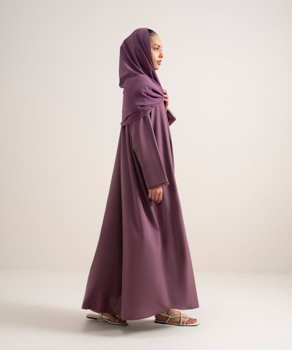 Women's Burgundy Button Through Raglan Abbaya