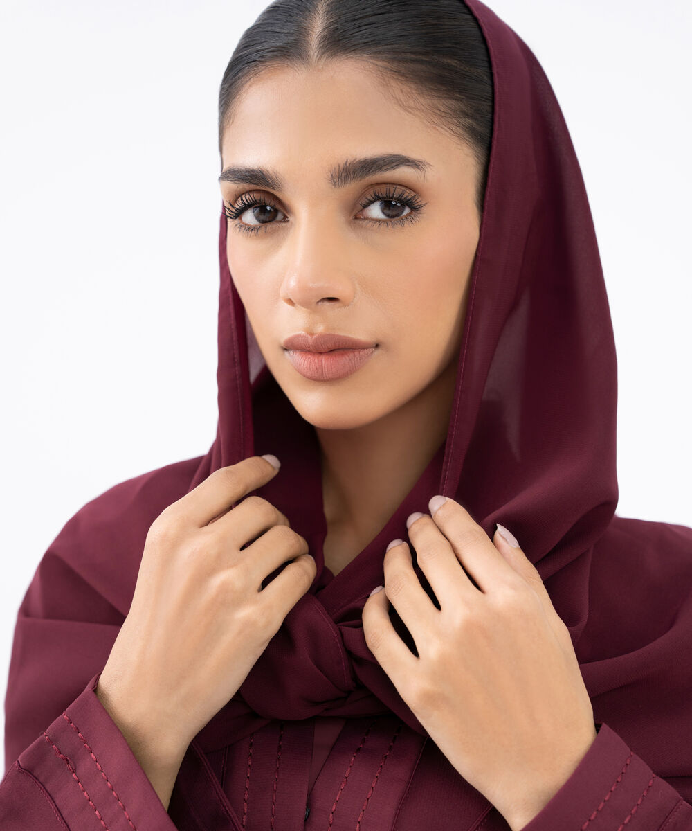 Women's Maroon Polyester Hijab