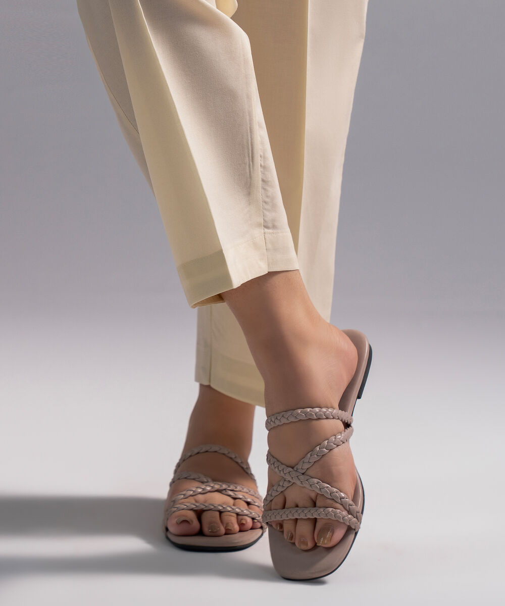 Women's RTW Cambric Solid Off White Straight Pants