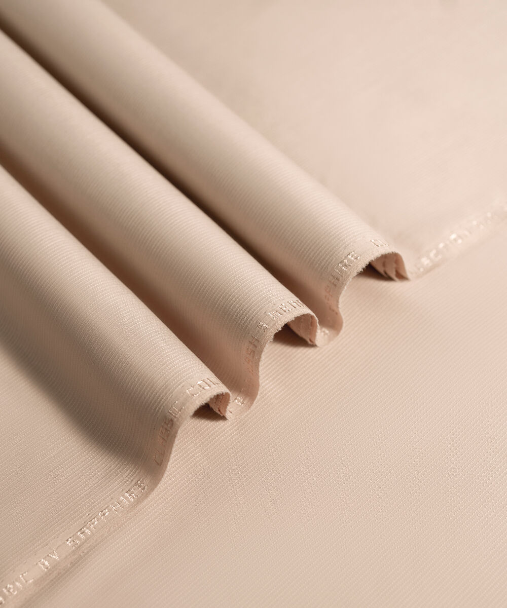 Men's Unstitched 2-Piece Premium Wash & Wear Dobby Light Khaki Suit