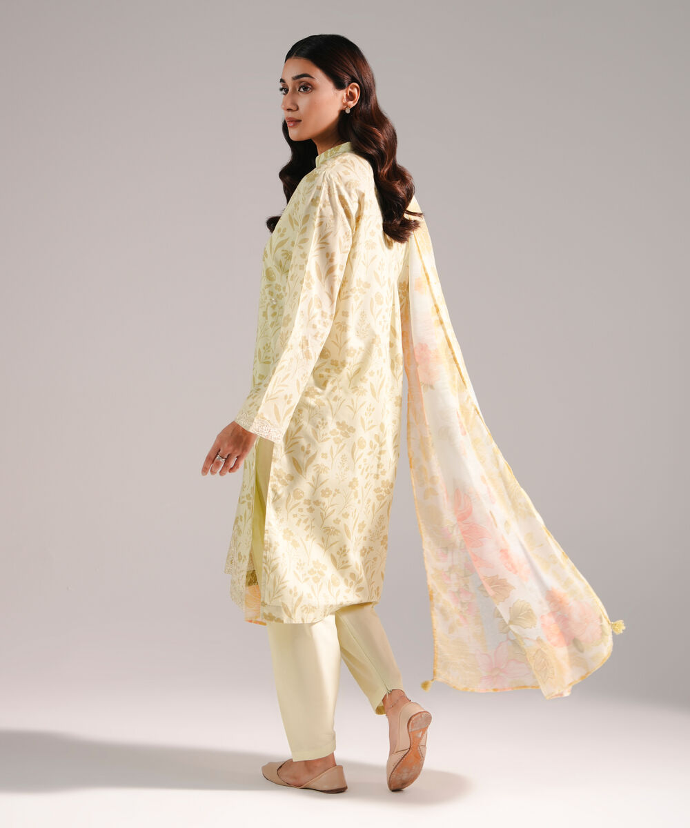 Women's RTW Zari Lawn Embroidered Green 3 Piece Suit