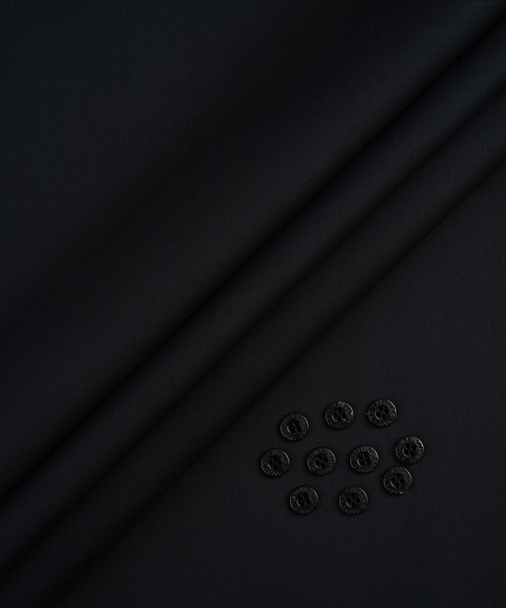 Men's Unstitched Black Two Piece Premium Cotton Suit