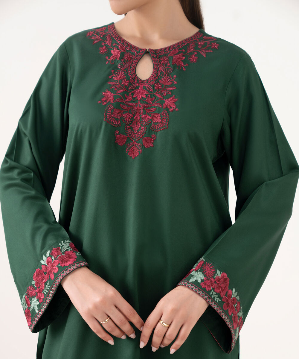 Women's RTW Viscose Marina Green Dyed Straight Shirt