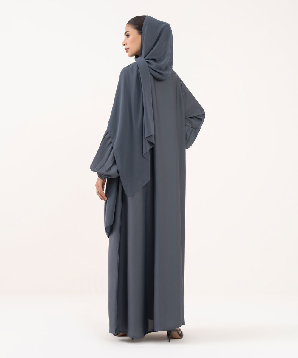 Women's Blue Polyester Abaya Set