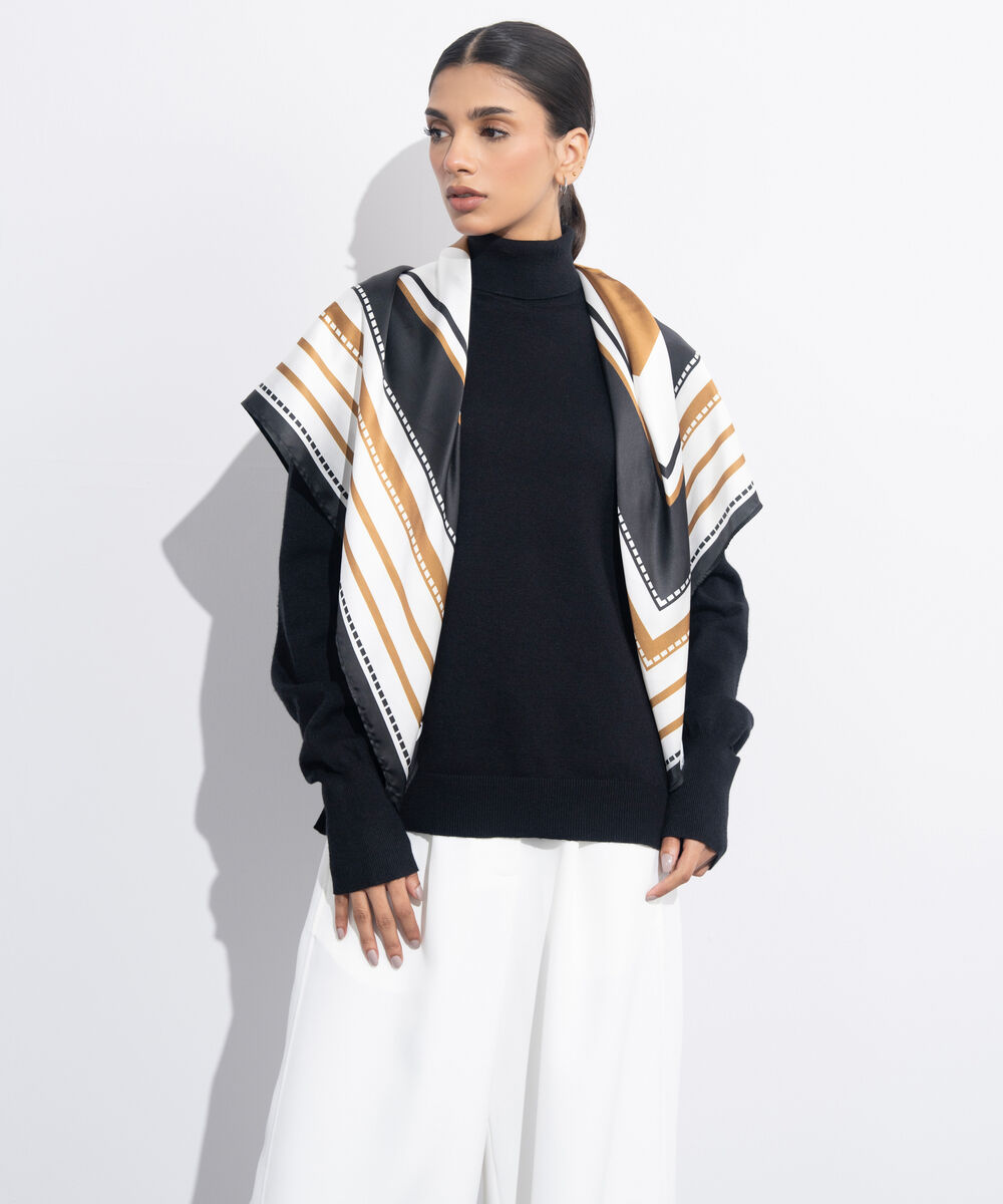 Women's Western Wear Multi Sqaure Silky Printed Scarf