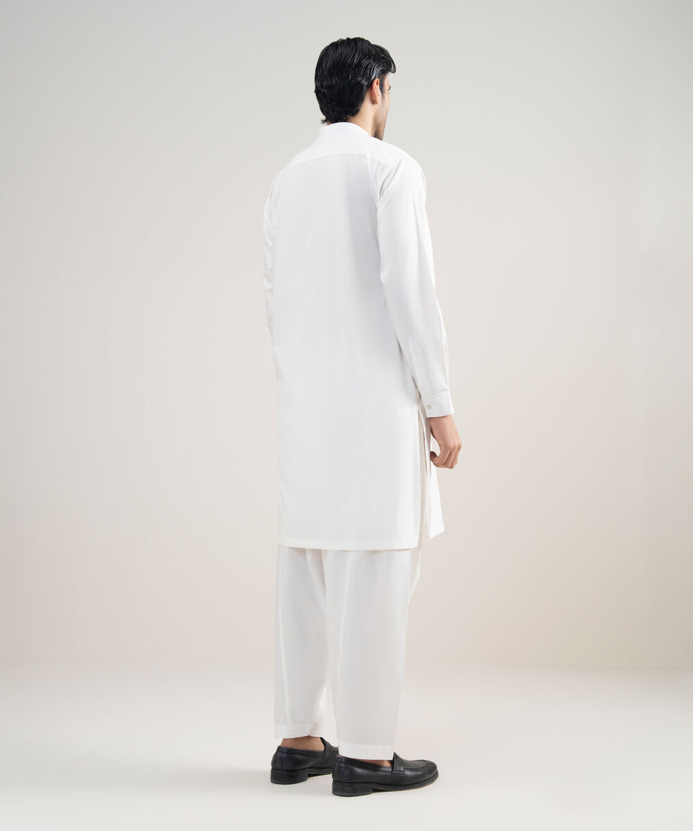 Men's Stitched Luxury Cotton Off White Suit