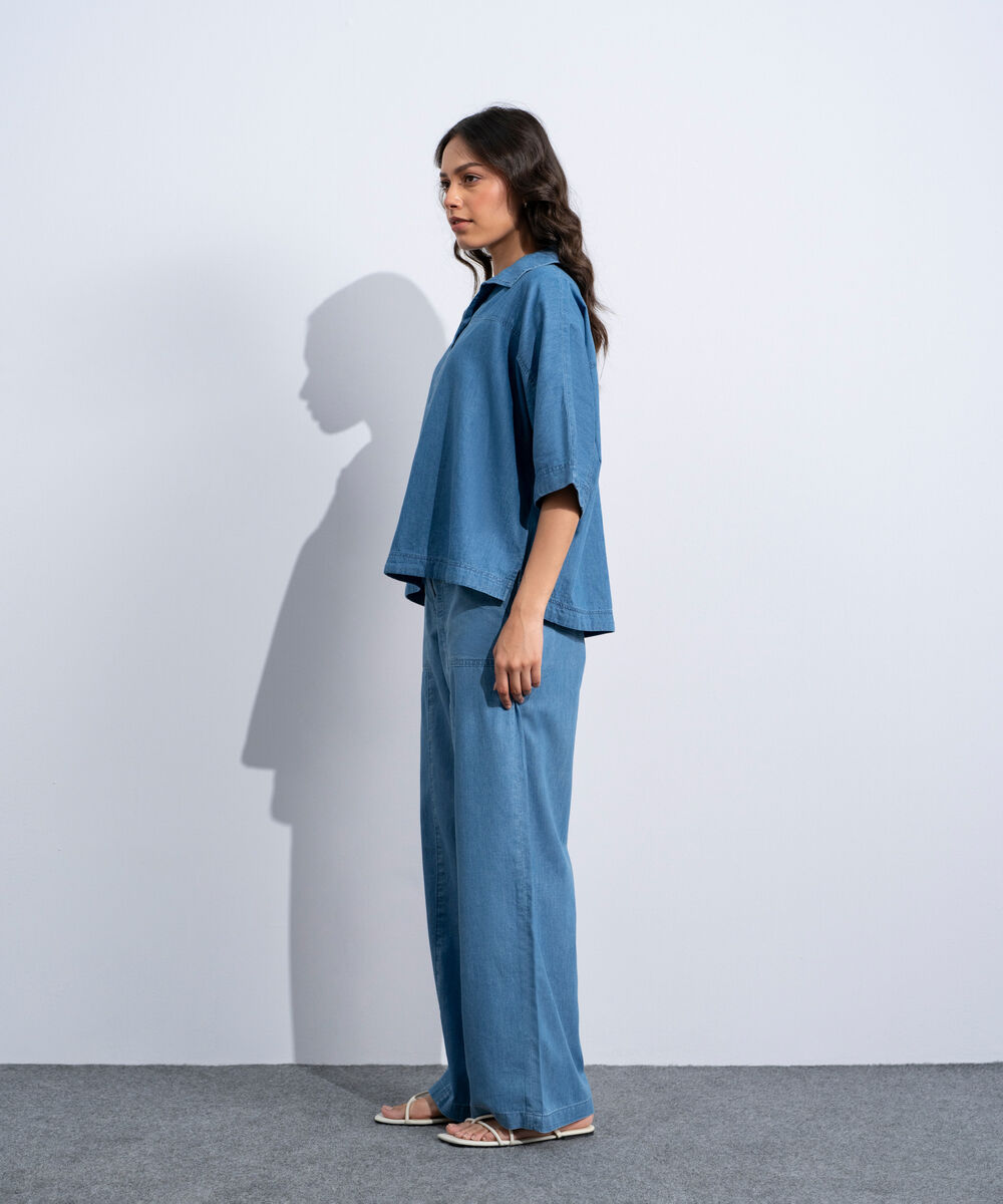 Women's Western Mid Blue Wash Light Weight Denim Trousers