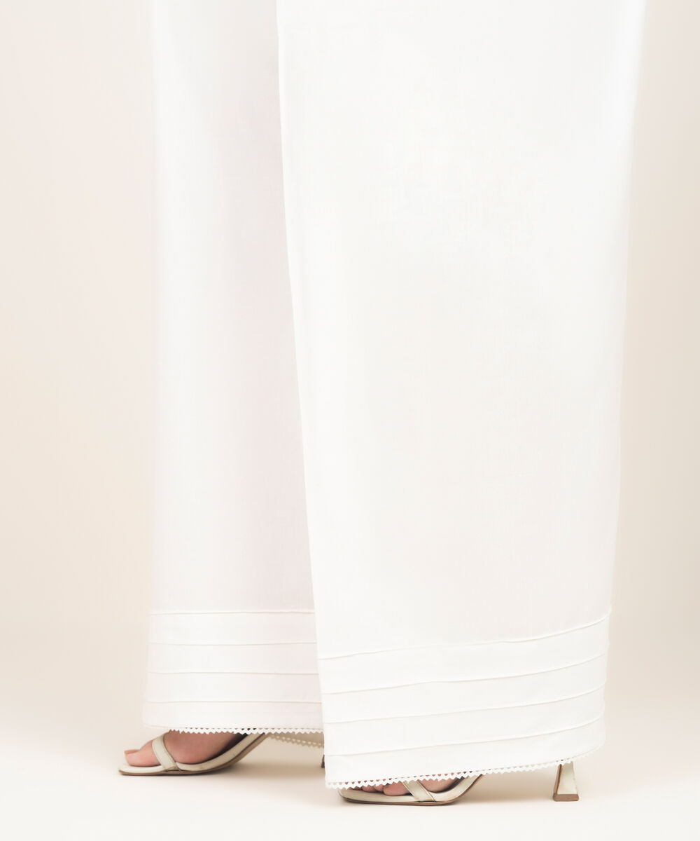 Women's RTW Lawn Solid White Farshi Shalwar