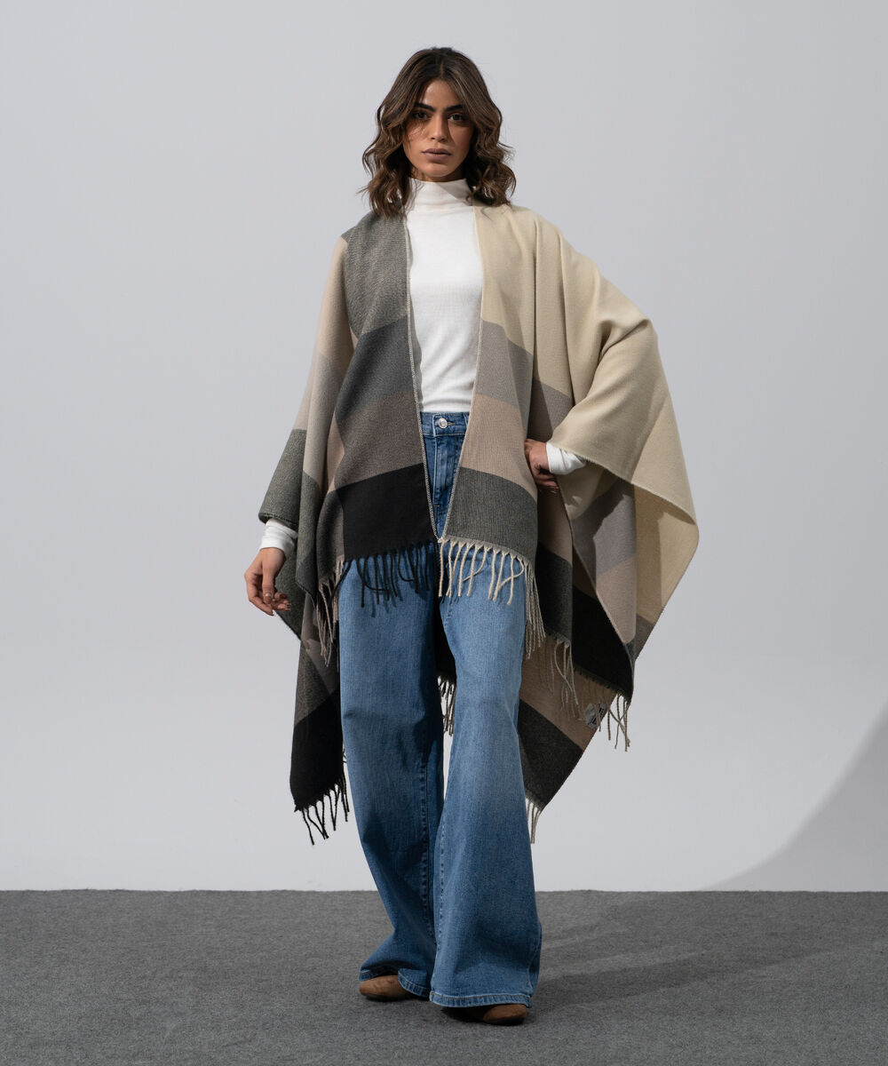 Women's Western Wear Polyester Striped Cape Shawl