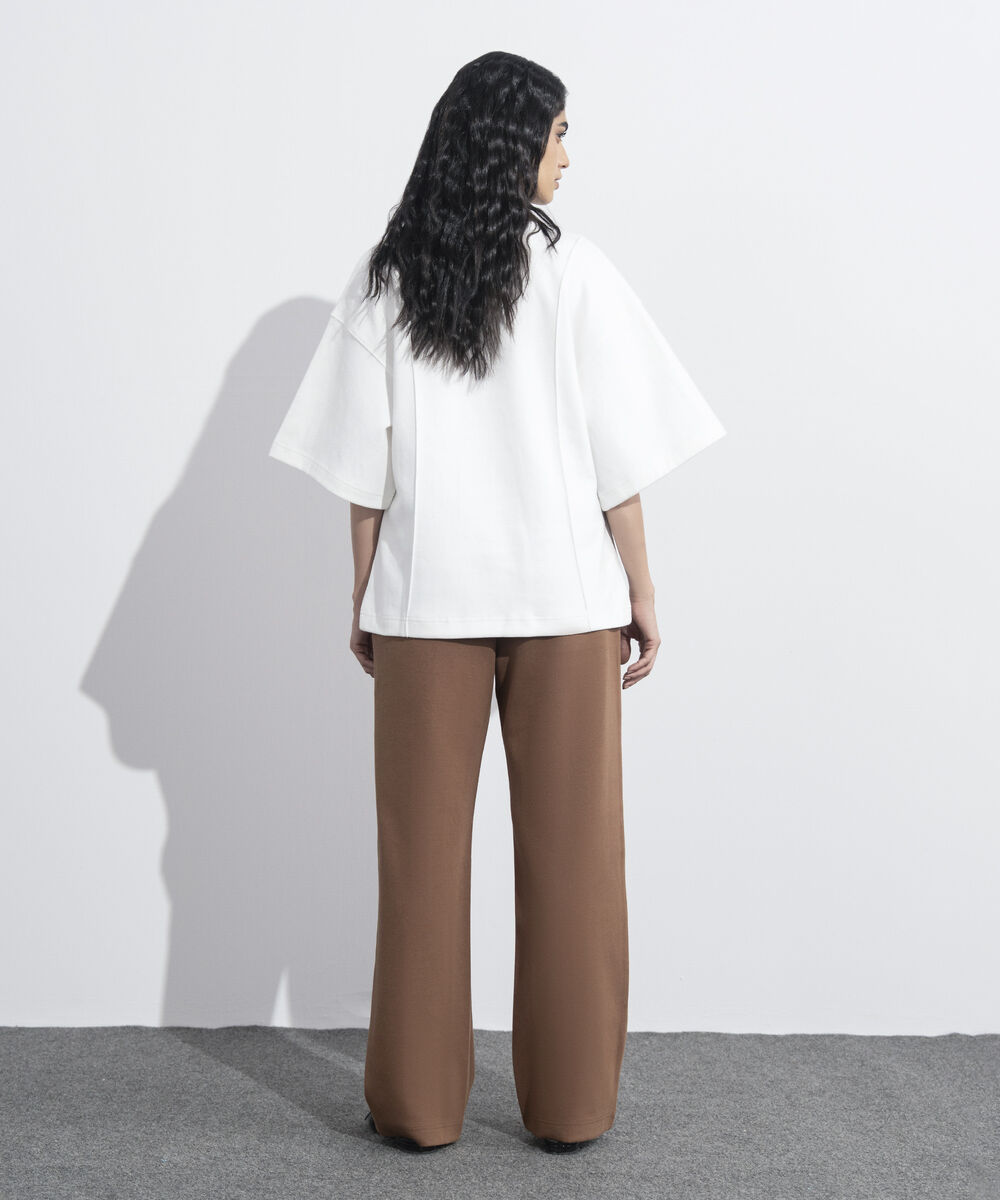 Women's Western Wear White Loose Fit Jersey T-Shirt