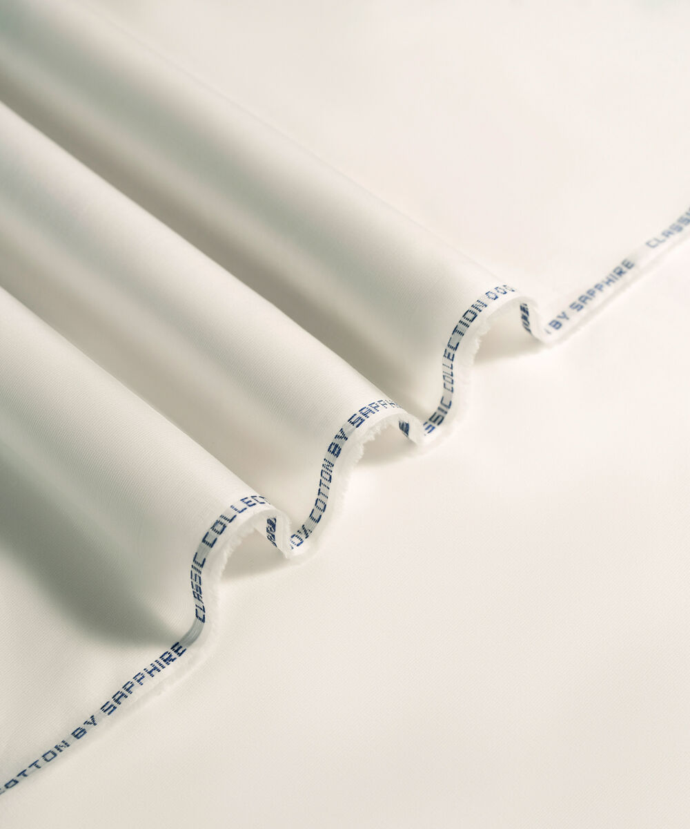 Men's Unstitched 2-Piece Premium Cotton Dobby Off White Suit